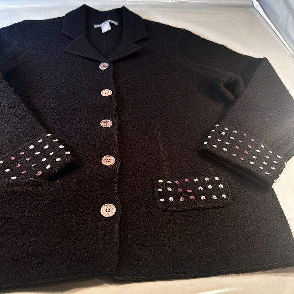 Carroll Reed Wool Jacket Women Felted Blazer Textured Pocket Cardigan Long Sleev - Picture 4 of 16